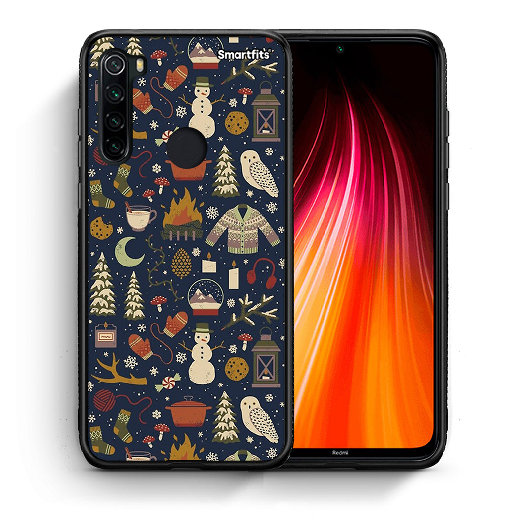 Θήκη Xiaomi Redmi Note 8 Christmas Elements από τη Smartfits με σχέδιο στο πίσω μέρος και μαύρο περίβλημα | Xiaomi Redmi Note 8 Christmas Elements case with colorful back and black bezels