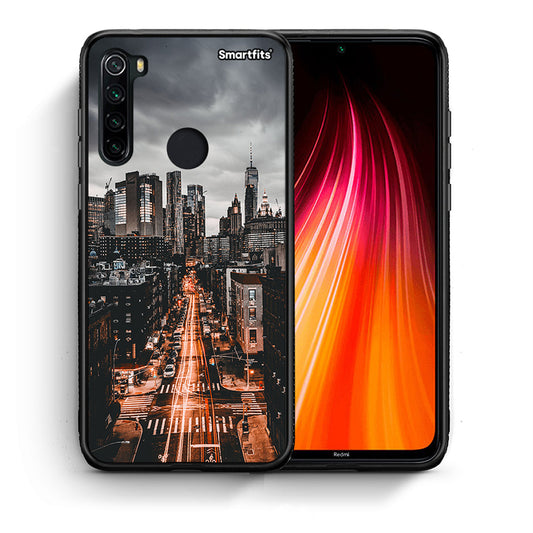 Θήκη Xiaomi Redmi Note 8 City Lights από τη Smartfits με σχέδιο στο πίσω μέρος και μαύρο περίβλημα | Xiaomi Redmi Note 8 City Lights case with colorful back and black bezels
