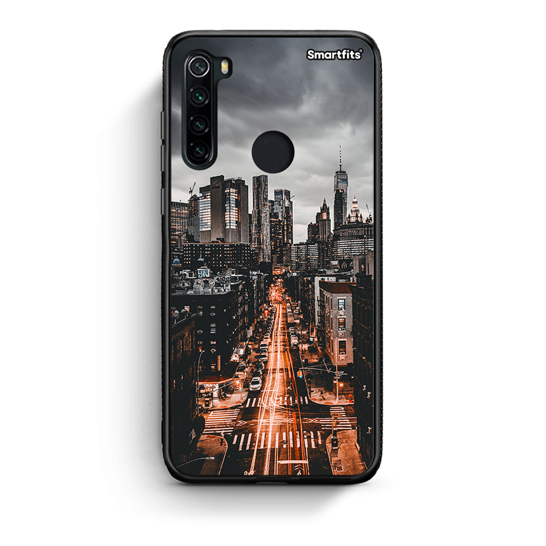 Xiaomi Redmi Note 8 City Lights θήκη από τη Smartfits με σχέδιο στο πίσω μέρος και μαύρο περίβλημα | Smartphone case with colorful back and black bezels by Smartfits