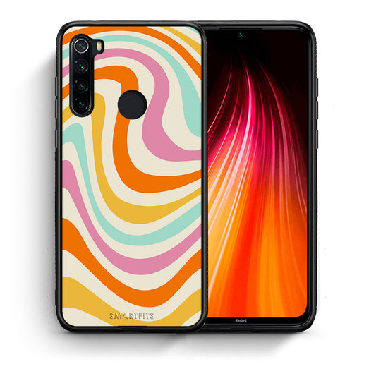 Θήκη Xiaomi Redmi Note 8 Colourful Waves από τη Smartfits με σχέδιο στο πίσω μέρος και μαύρο περίβλημα | Xiaomi Redmi Note 8 Colourful Waves case with colorful back and black bezels