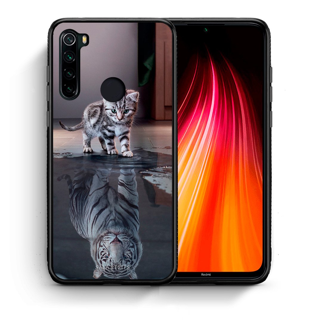Θήκη Xiaomi Redmi Note 8 Tiger Cute από τη Smartfits με σχέδιο στο πίσω μέρος και μαύρο περίβλημα | Xiaomi Redmi Note 8 Tiger Cute case with colorful back and black bezels