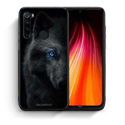 Θήκη Xiaomi Redmi Note 8 Dark Wolf από τη Smartfits με σχέδιο στο πίσω μέρος και μαύρο περίβλημα | Xiaomi Redmi Note 8 Dark Wolf case with colorful back and black bezels