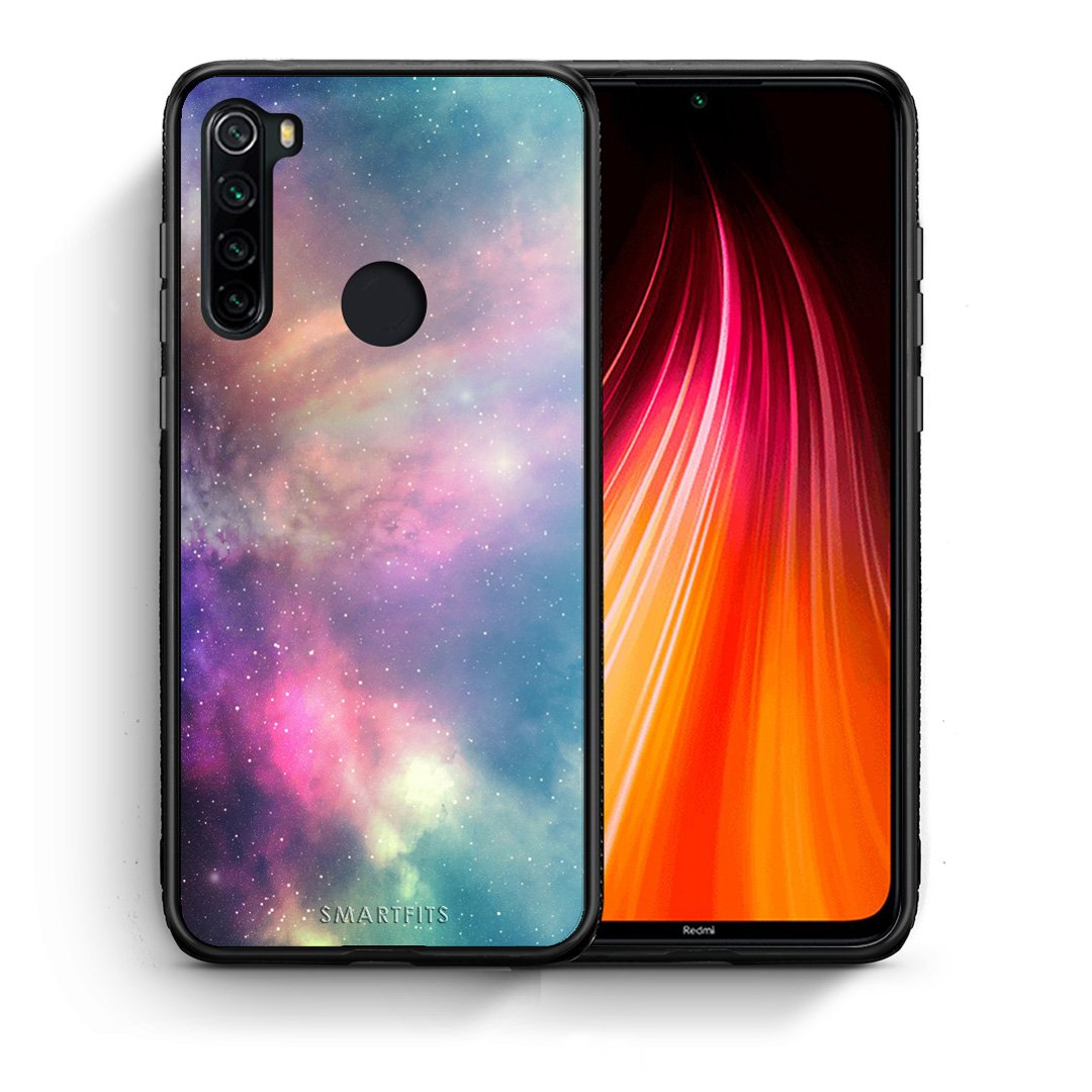 Θήκη Xiaomi Redmi Note 8 Rainbow Galaxy από τη Smartfits με σχέδιο στο πίσω μέρος και μαύρο περίβλημα | Xiaomi Redmi Note 8 Rainbow Galaxy case with colorful back and black bezels