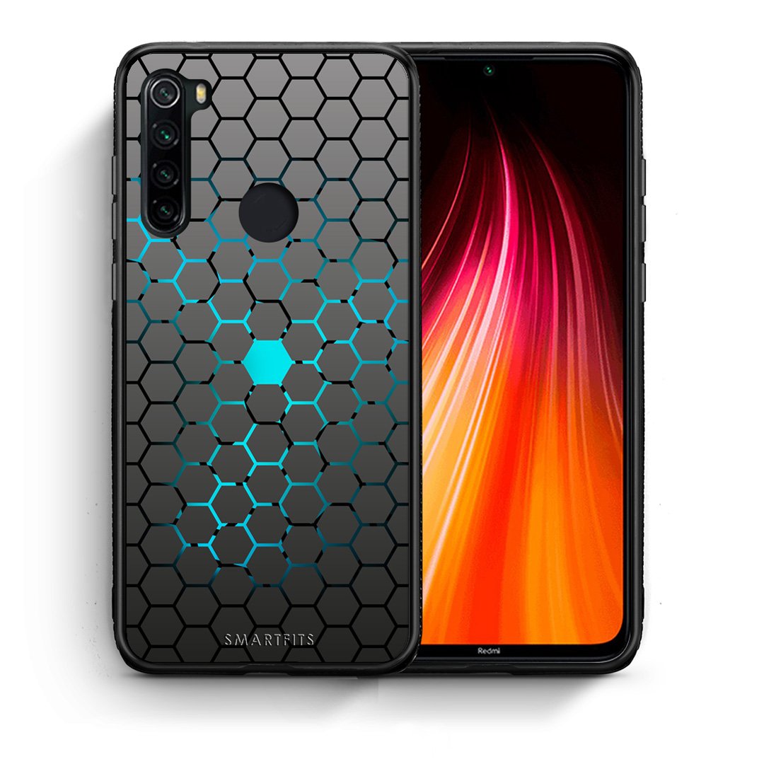 Θήκη Xiaomi Redmi Note 8 Hexagonal Geometric από τη Smartfits με σχέδιο στο πίσω μέρος και μαύρο περίβλημα | Xiaomi Redmi Note 8 Hexagonal Geometric case with colorful back and black bezels