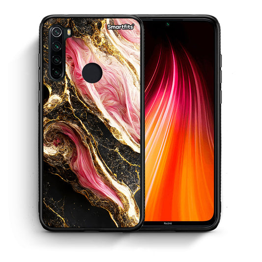 Θήκη Xiaomi Redmi Note 8 Glamorous Pink Marble από τη Smartfits με σχέδιο στο πίσω μέρος και μαύρο περίβλημα | Xiaomi Redmi Note 8 Glamorous Pink Marble case with colorful back and black bezels