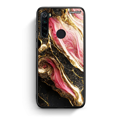 Xiaomi Redmi Note 8 Glamorous Pink Marble θήκη από τη Smartfits με σχέδιο στο πίσω μέρος και μαύρο περίβλημα | Smartphone case with colorful back and black bezels by Smartfits