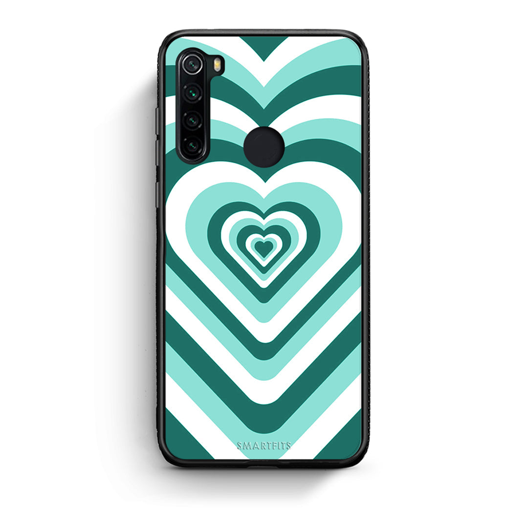 Xiaomi Redmi Note 8 Green Hearts θήκη από τη Smartfits με σχέδιο στο πίσω μέρος και μαύρο περίβλημα | Smartphone case with colorful back and black bezels by Smartfits
