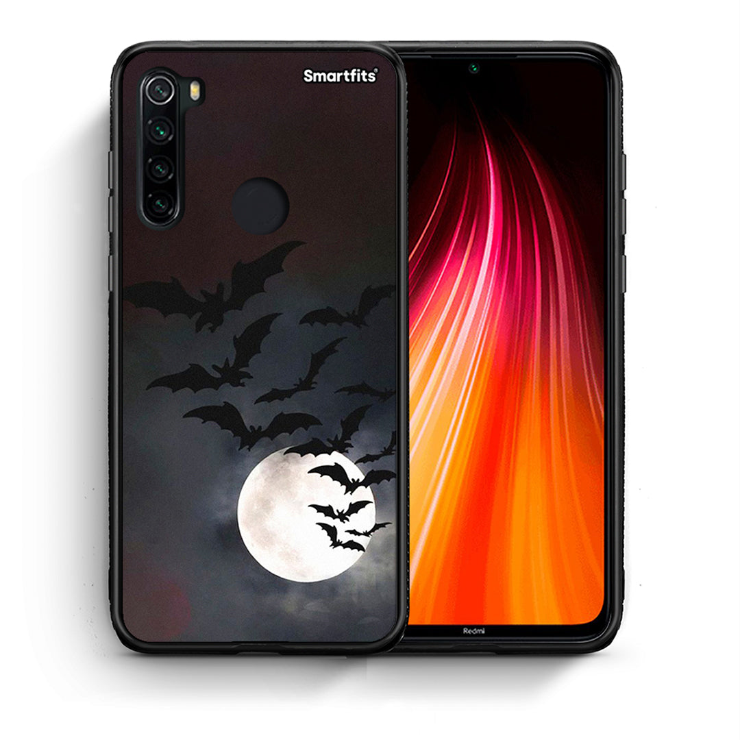 Θήκη Xiaomi Redmi Note 8 Halloween Bat Night από τη Smartfits με σχέδιο στο πίσω μέρος και μαύρο περίβλημα | Xiaomi Redmi Note 8 Halloween Bat Night case with colorful back and black bezels