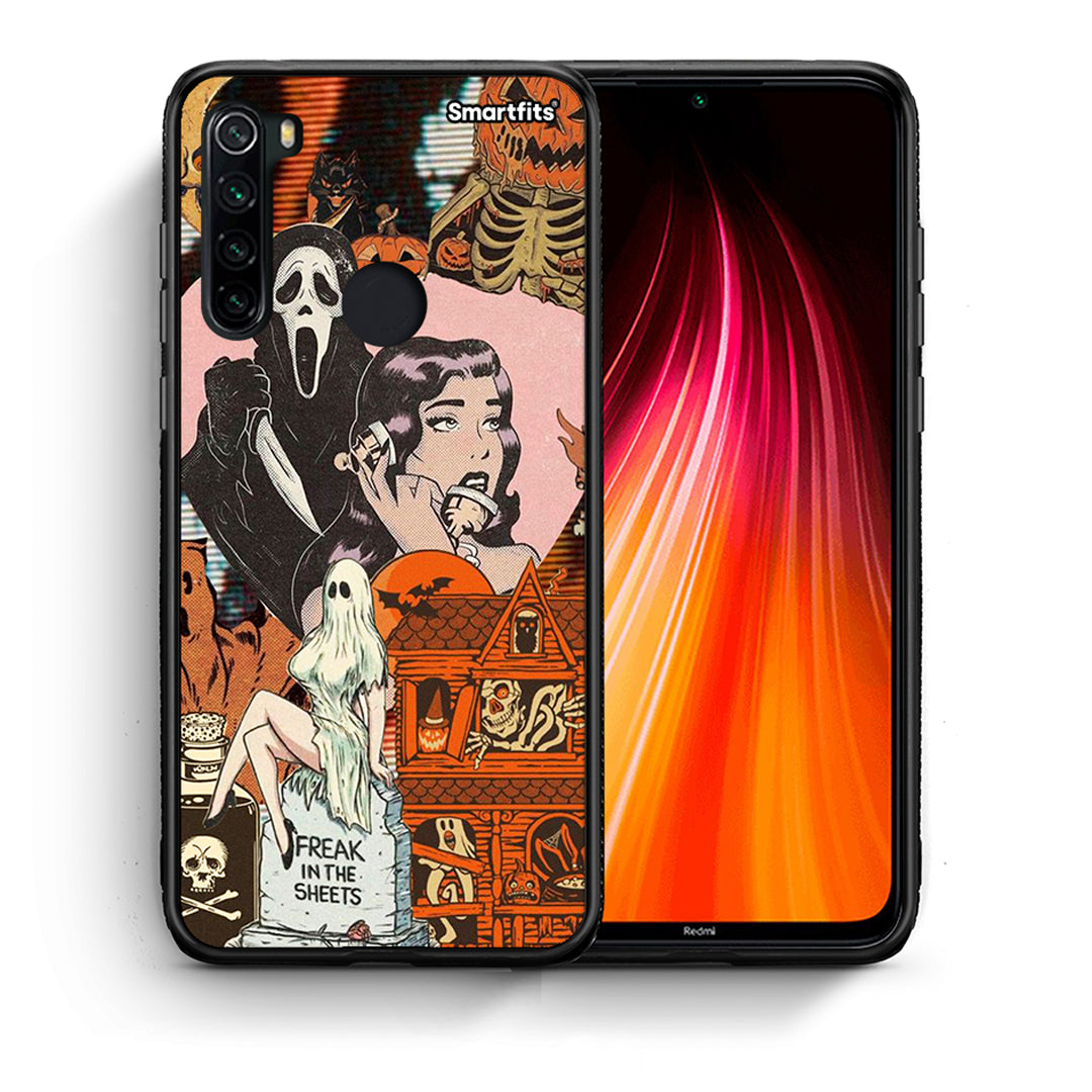 Θήκη Xiaomi Redmi Note 8 Halloween Collage από τη Smartfits με σχέδιο στο πίσω μέρος και μαύρο περίβλημα | Xiaomi Redmi Note 8 Halloween Collage case with colorful back and black bezels