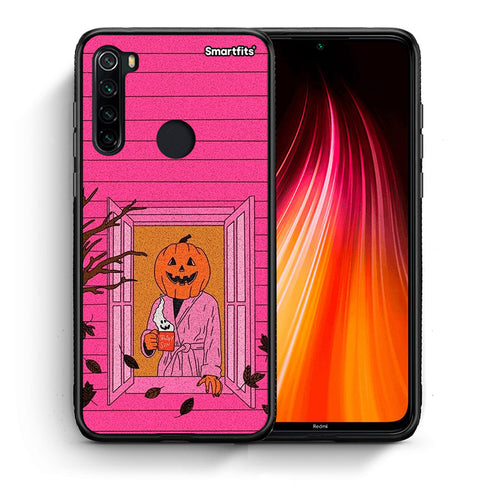 Θήκη Xiaomi Redmi Note 8 Halloween Pumpkin Lady από τη Smartfits με σχέδιο στο πίσω μέρος και μαύρο περίβλημα | Xiaomi Redmi Note 8 Halloween Pumpkin Lady case with colorful back and black bezels