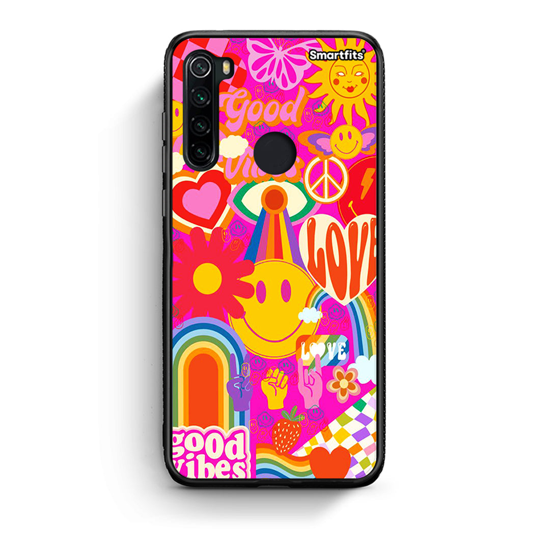 Xiaomi Redmi Note 8 Hippie Love θήκη από τη Smartfits με σχέδιο στο πίσω μέρος και μαύρο περίβλημα | Smartphone case with colorful back and black bezels by Smartfits