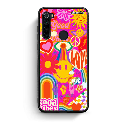 Xiaomi Redmi Note 8 Hippie Love θήκη από τη Smartfits με σχέδιο στο πίσω μέρος και μαύρο περίβλημα | Smartphone case with colorful back and black bezels by Smartfits