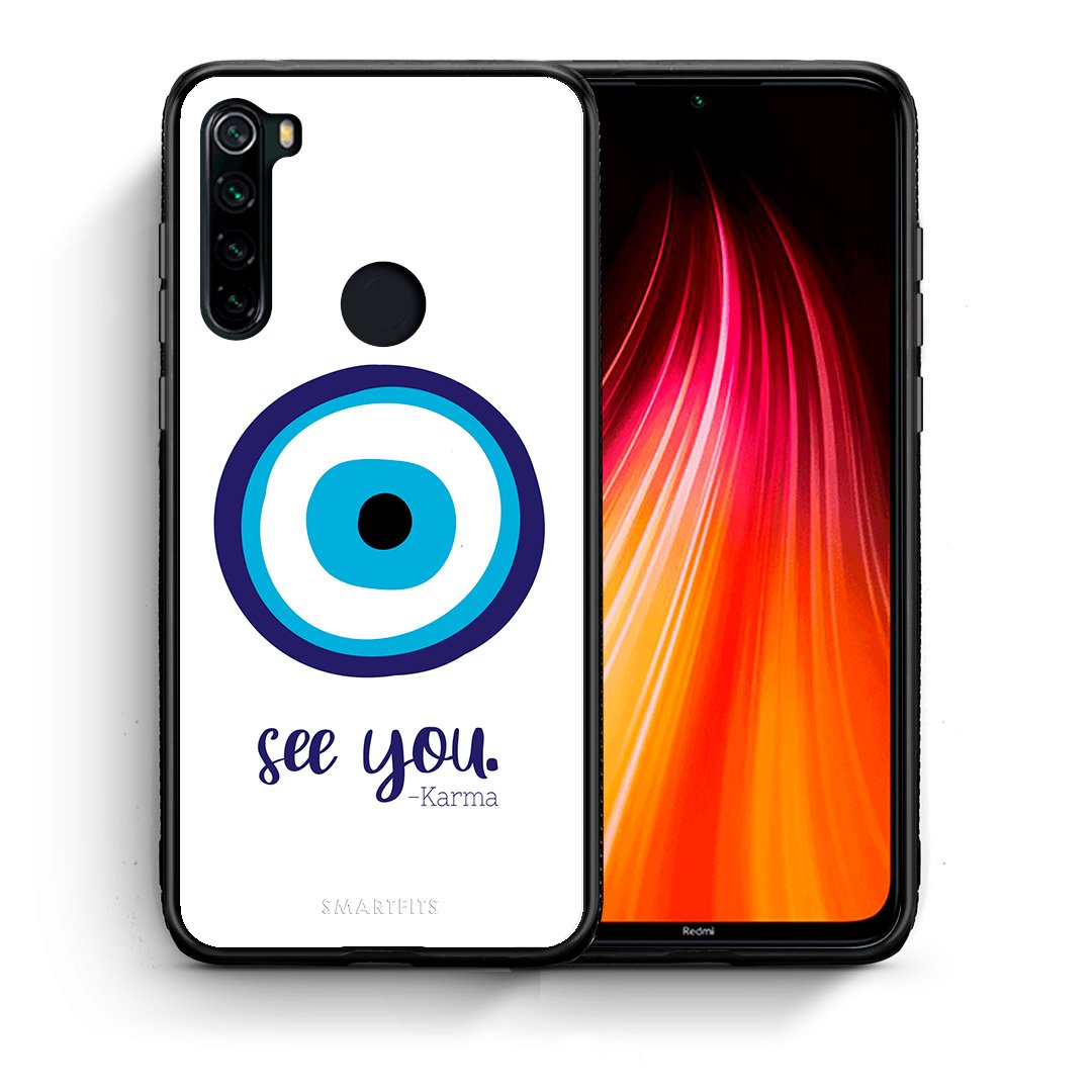 Θήκη Xiaomi Redmi Note 8 Karma Says από τη Smartfits με σχέδιο στο πίσω μέρος και μαύρο περίβλημα | Xiaomi Redmi Note 8 Karma Says case with colorful back and black bezels