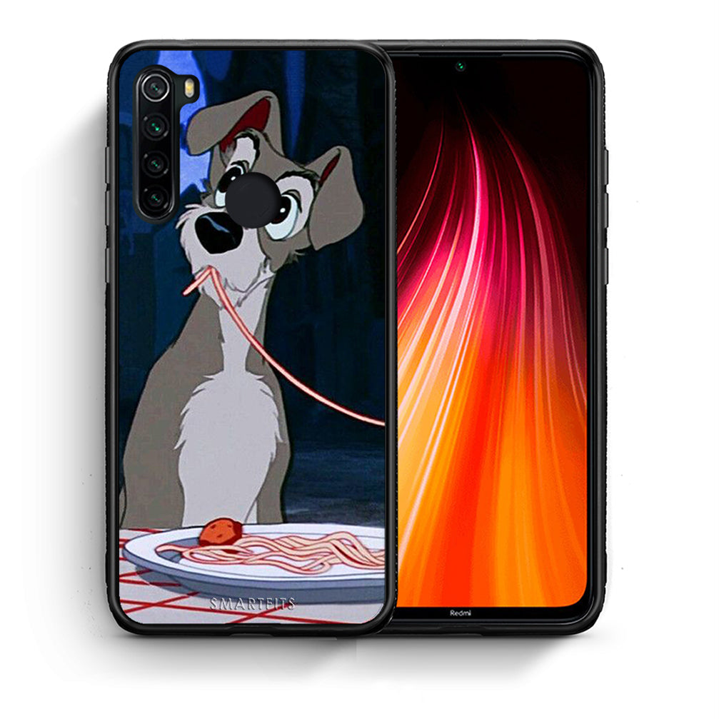 Θήκη Αγίου Βαλεντίνου Xiaomi Redmi Note 8 Lady And Tramp 1 από τη Smartfits με σχέδιο στο πίσω μέρος και μαύρο περίβλημα | Xiaomi Redmi Note 8 Lady And Tramp 1 case with colorful back and black bezels