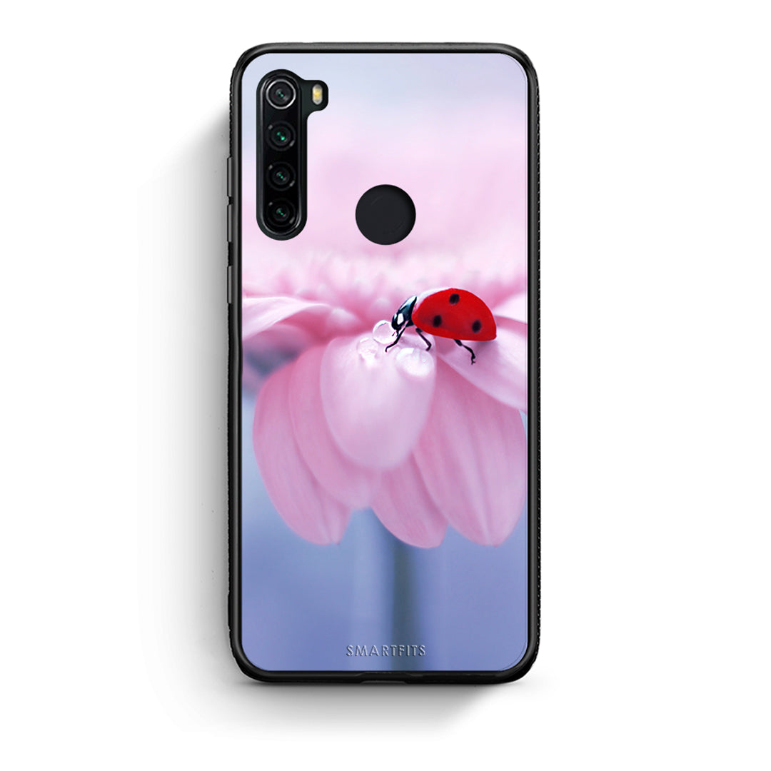 Xiaomi Redmi Note 8 Ladybug Flower θήκη από τη Smartfits με σχέδιο στο πίσω μέρος και μαύρο περίβλημα | Smartphone case with colorful back and black bezels by Smartfits