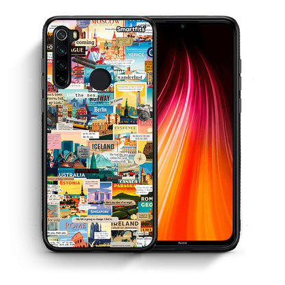 Θήκη Xiaomi Redmi Note 8 Live To Travel από τη Smartfits με σχέδιο στο πίσω μέρος και μαύρο περίβλημα | Xiaomi Redmi Note 8 Live To Travel case with colorful back and black bezels