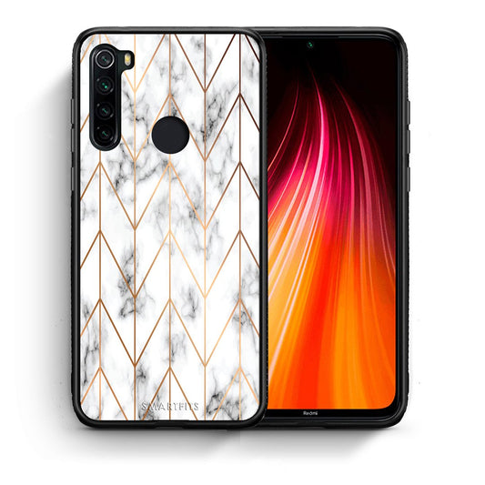 Θήκη Xiaomi Redmi Note 8 Gold Geometric Marble από τη Smartfits με σχέδιο στο πίσω μέρος και μαύρο περίβλημα | Xiaomi Redmi Note 8 Gold Geometric Marble case with colorful back and black bezels