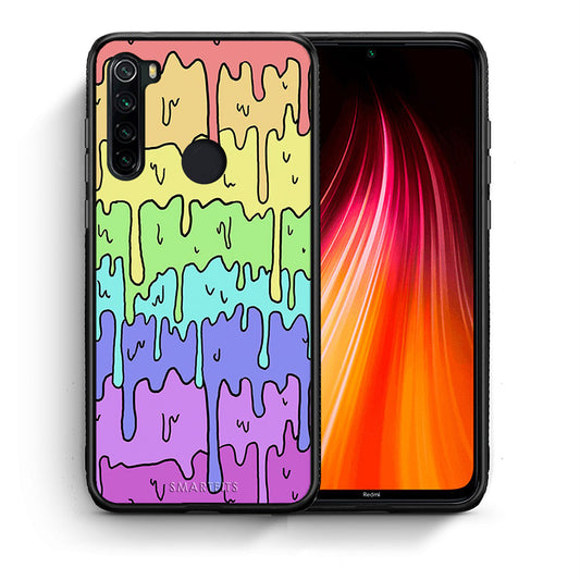 Θήκη Xiaomi Redmi Note 8 Melting Rainbow από τη Smartfits με σχέδιο στο πίσω μέρος και μαύρο περίβλημα | Xiaomi Redmi Note 8 Melting Rainbow case with colorful back and black bezels