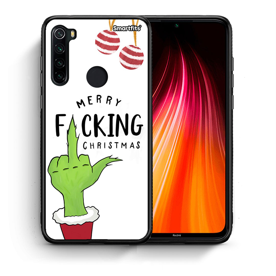 Θήκη Xiaomi Redmi Note 8 Merry F Xmas από τη Smartfits με σχέδιο στο πίσω μέρος και μαύρο περίβλημα | Xiaomi Redmi Note 8 Merry F Xmas case with colorful back and black bezels