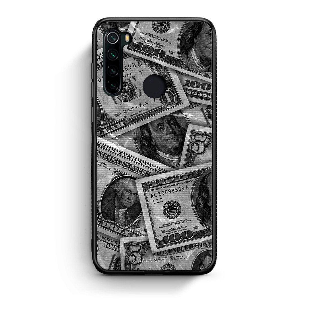 Xiaomi Redmi Note 8 Money Dollars θήκη από τη Smartfits με σχέδιο στο πίσω μέρος και μαύρο περίβλημα | Smartphone case with colorful back and black bezels by Smartfits