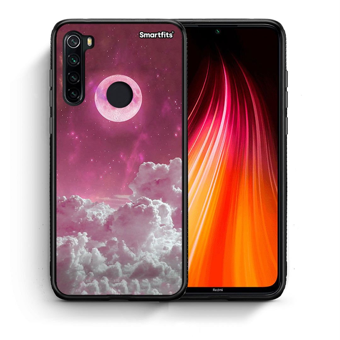 Θήκη Xiaomi Redmi Note 8 Pink Moon από τη Smartfits με σχέδιο στο πίσω μέρος και μαύρο περίβλημα | Xiaomi Redmi Note 8 Pink Moon case with colorful back and black bezels