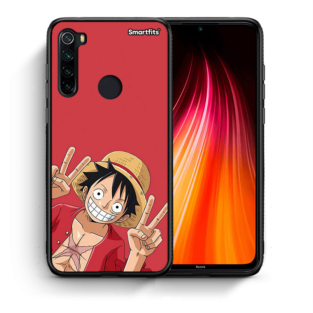 Θήκη Xiaomi Redmi Note 8 Pirate Luffy από τη Smartfits με σχέδιο στο πίσω μέρος και μαύρο περίβλημα | Xiaomi Redmi Note 8 Pirate Luffy case with colorful back and black bezels