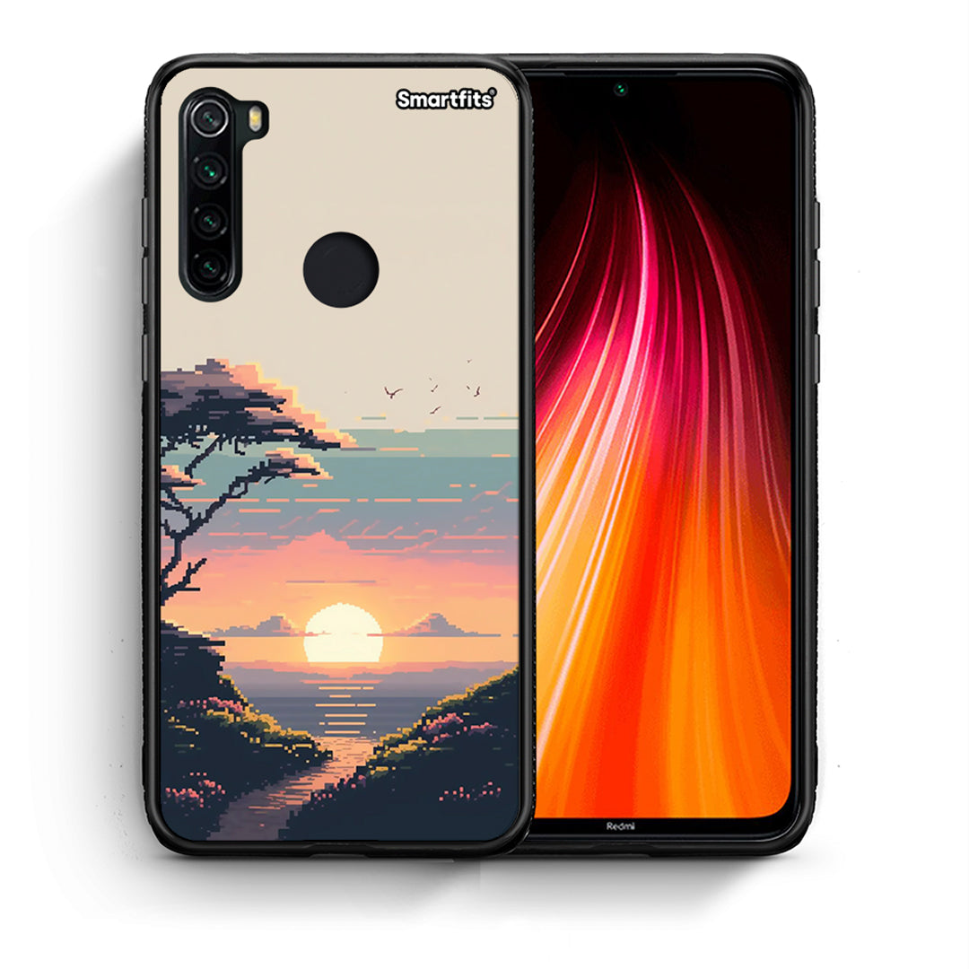 Θήκη Xiaomi Redmi Note 8 Pixel Sunset από τη Smartfits με σχέδιο στο πίσω μέρος και μαύρο περίβλημα | Xiaomi Redmi Note 8 Pixel Sunset case with colorful back and black bezels