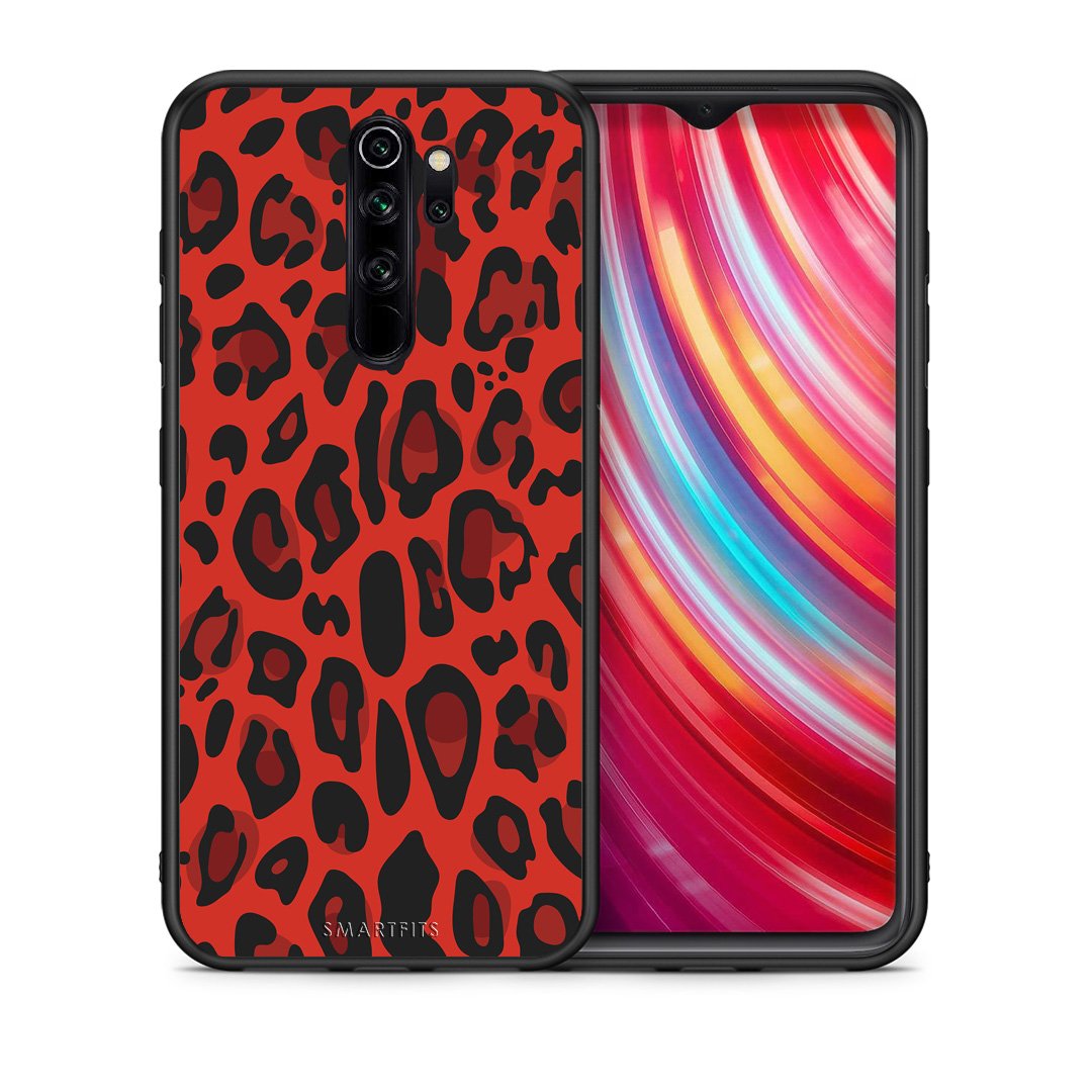 Θήκη Xiaomi Redmi Note 8 Pro Red Leopard Animal από τη Smartfits με σχέδιο στο πίσω μέρος και μαύρο περίβλημα | Xiaomi Redmi Note 8 Pro Red Leopard Animal case with colorful back and black bezels