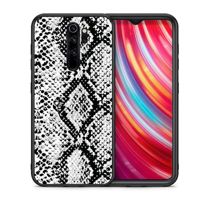 Θήκη Xiaomi Redmi Note 8 Pro White Snake Animal από τη Smartfits με σχέδιο στο πίσω μέρος και μαύρο περίβλημα | Xiaomi Redmi Note 8 Pro White Snake Animal case with colorful back and black bezels