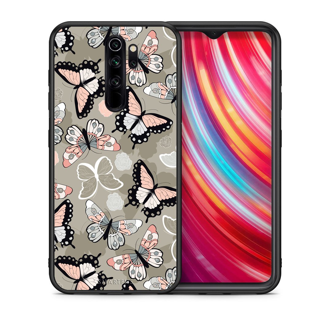 Θήκη Xiaomi Redmi Note 8 Pro Butterflies Boho από τη Smartfits με σχέδιο στο πίσω μέρος και μαύρο περίβλημα | Xiaomi Redmi Note 8 Pro Butterflies Boho case with colorful back and black bezels