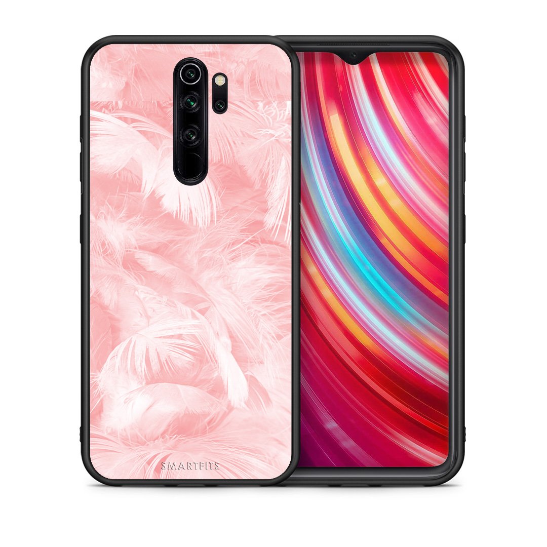 Θήκη Xiaomi Redmi Note 8 Pro Pink Feather Boho από τη Smartfits με σχέδιο στο πίσω μέρος και μαύρο περίβλημα | Xiaomi Redmi Note 8 Pro Pink Feather Boho case with colorful back and black bezels