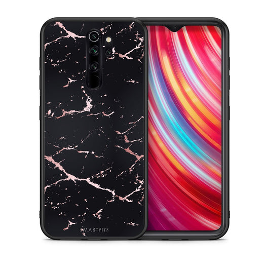 Θήκη Xiaomi Redmi Note 8 Pro Black Rosegold Marble από τη Smartfits με σχέδιο στο πίσω μέρος και μαύρο περίβλημα | Xiaomi Redmi Note 8 Pro Black Rosegold Marble case with colorful back and black bezels