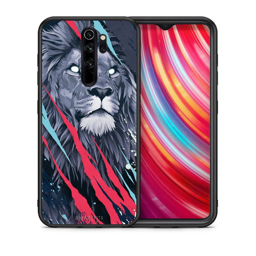 Θήκη Xiaomi Redmi Note 8 Pro Lion Designer PopArt από τη Smartfits με σχέδιο στο πίσω μέρος και μαύρο περίβλημα | Xiaomi Redmi Note 8 Pro Lion Designer PopArt case with colorful back and black bezels