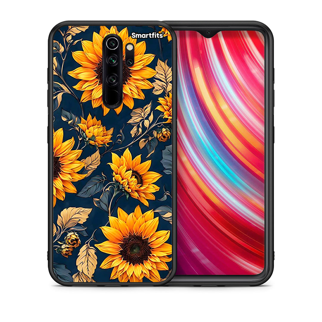 Θήκη Xiaomi Redmi Note 8 Pro Autumn Sunflowers από τη Smartfits με σχέδιο στο πίσω μέρος και μαύρο περίβλημα | Xiaomi Redmi Note 8 Pro Autumn Sunflowers case with colorful back and black bezels