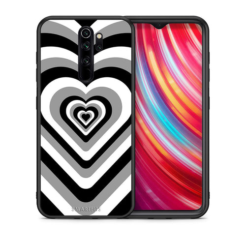 Θήκη Xiaomi Redmi Note 8 Pro Black Hearts από τη Smartfits με σχέδιο στο πίσω μέρος και μαύρο περίβλημα | Xiaomi Redmi Note 8 Pro Black Hearts case with colorful back and black bezels