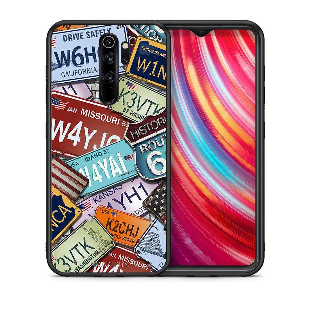 Θήκη Xiaomi Redmi Note 8 Pro Car Plates από τη Smartfits με σχέδιο στο πίσω μέρος και μαύρο περίβλημα | Xiaomi Redmi Note 8 Pro Car Plates case with colorful back and black bezels