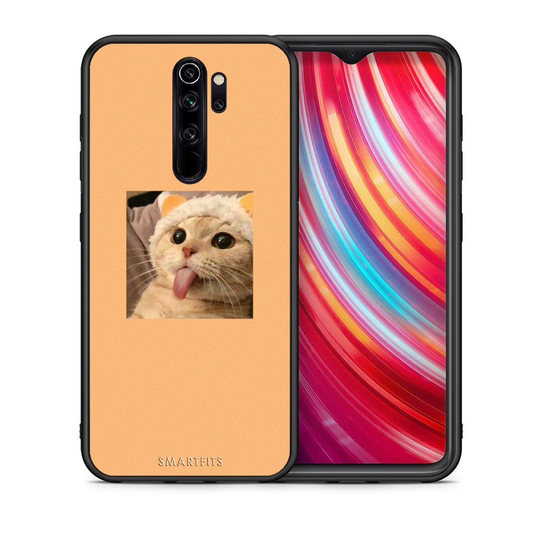 Θήκη Xiaomi Redmi Note 8 Pro Cat Tongue από τη Smartfits με σχέδιο στο πίσω μέρος και μαύρο περίβλημα | Xiaomi Redmi Note 8 Pro Cat Tongue case with colorful back and black bezels