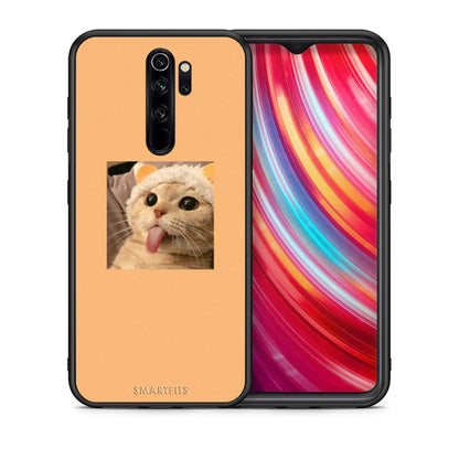 Θήκη Xiaomi Redmi Note 8 Pro Cat Tongue από τη Smartfits με σχέδιο στο πίσω μέρος και μαύρο περίβλημα | Xiaomi Redmi Note 8 Pro Cat Tongue case with colorful back and black bezels