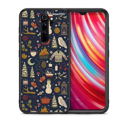 Θήκη Xiaomi Redmi Note 8 Pro Christmas Elements από τη Smartfits με σχέδιο στο πίσω μέρος και μαύρο περίβλημα | Xiaomi Redmi Note 8 Pro Christmas Elements case with colorful back and black bezels