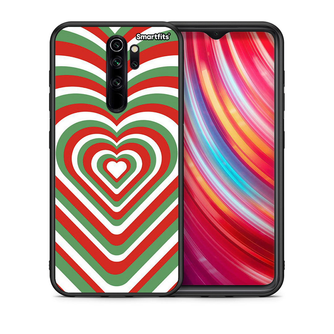 Θήκη Xiaomi Redmi Note 8 Pro Christmas Hearts από τη Smartfits με σχέδιο στο πίσω μέρος και μαύρο περίβλημα | Xiaomi Redmi Note 8 Pro Christmas Hearts case with colorful back and black bezels