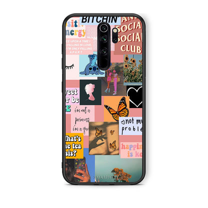 Xiaomi Redmi Note 8 Pro Collage Bitchin Θήκη Αγίου Βαλεντίνου από τη Smartfits με σχέδιο στο πίσω μέρος και μαύρο περίβλημα | Smartphone case with colorful back and black bezels by Smartfits