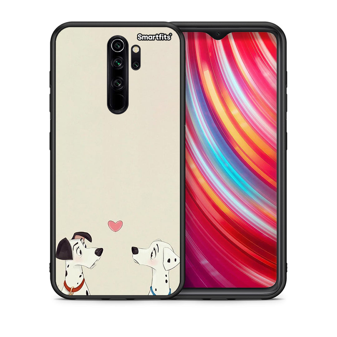 Θήκη Xiaomi Redmi Note 8 Pro Dalmatians Love από τη Smartfits με σχέδιο στο πίσω μέρος και μαύρο περίβλημα | Xiaomi Redmi Note 8 Pro Dalmatians Love case with colorful back and black bezels
