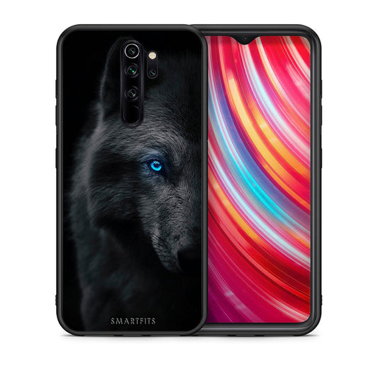 Θήκη Xiaomi Redmi Note 8 Pro Dark Wolf από τη Smartfits με σχέδιο στο πίσω μέρος και μαύρο περίβλημα | Xiaomi Redmi Note 8 Pro Dark Wolf case with colorful back and black bezels