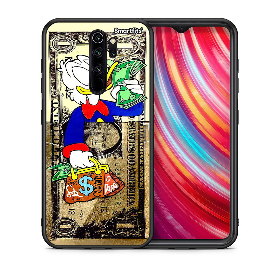 Θήκη Xiaomi Redmi Note 8 Pro Duck Money από τη Smartfits με σχέδιο στο πίσω μέρος και μαύρο περίβλημα | Xiaomi Redmi Note 8 Pro Duck Money case with colorful back and black bezels
