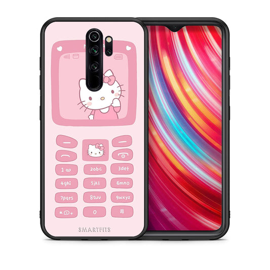 Θήκη Αγίου Βαλεντίνου Xiaomi Redmi Note 8 Pro Hello Kitten από τη Smartfits με σχέδιο στο πίσω μέρος και μαύρο περίβλημα | Xiaomi Redmi Note 8 Pro Hello Kitten case with colorful back and black bezels