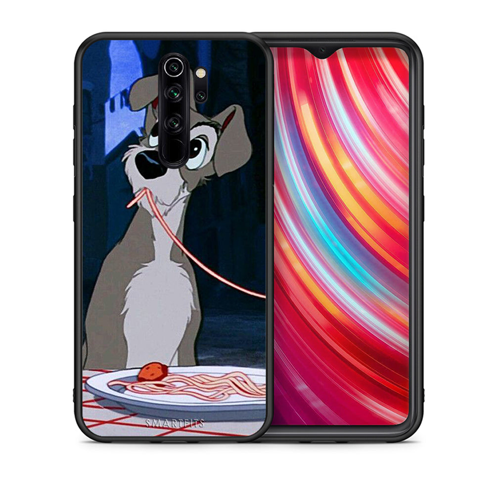 Θήκη Αγίου Βαλεντίνου Xiaomi Redmi Note 8 Pro Lady And Tramp 1 από τη Smartfits με σχέδιο στο πίσω μέρος και μαύρο περίβλημα | Xiaomi Redmi Note 8 Pro Lady And Tramp 1 case with colorful back and black bezels