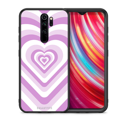 Θήκη Xiaomi Redmi Note 8 Pro Lilac Hearts από τη Smartfits με σχέδιο στο πίσω μέρος και μαύρο περίβλημα | Xiaomi Redmi Note 8 Pro Lilac Hearts case with colorful back and black bezels