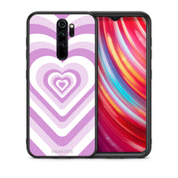 Thumbnail for Θήκη Xiaomi Redmi Note 8 Pro Lilac Hearts από τη Smartfits με σχέδιο στο πίσω μέρος και μαύρο περίβλημα | Xiaomi Redmi Note 8 Pro Lilac Hearts case with colorful back and black bezels