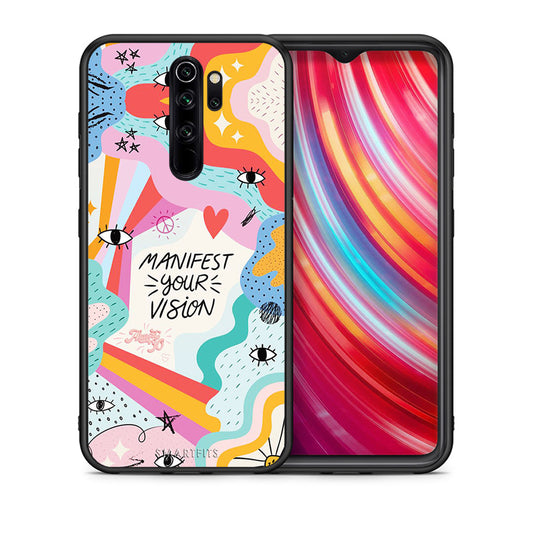 Θήκη Xiaomi Redmi Note 8 Pro Manifest Your Vision από τη Smartfits με σχέδιο στο πίσω μέρος και μαύρο περίβλημα | Xiaomi Redmi Note 8 Pro Manifest Your Vision case with colorful back and black bezels