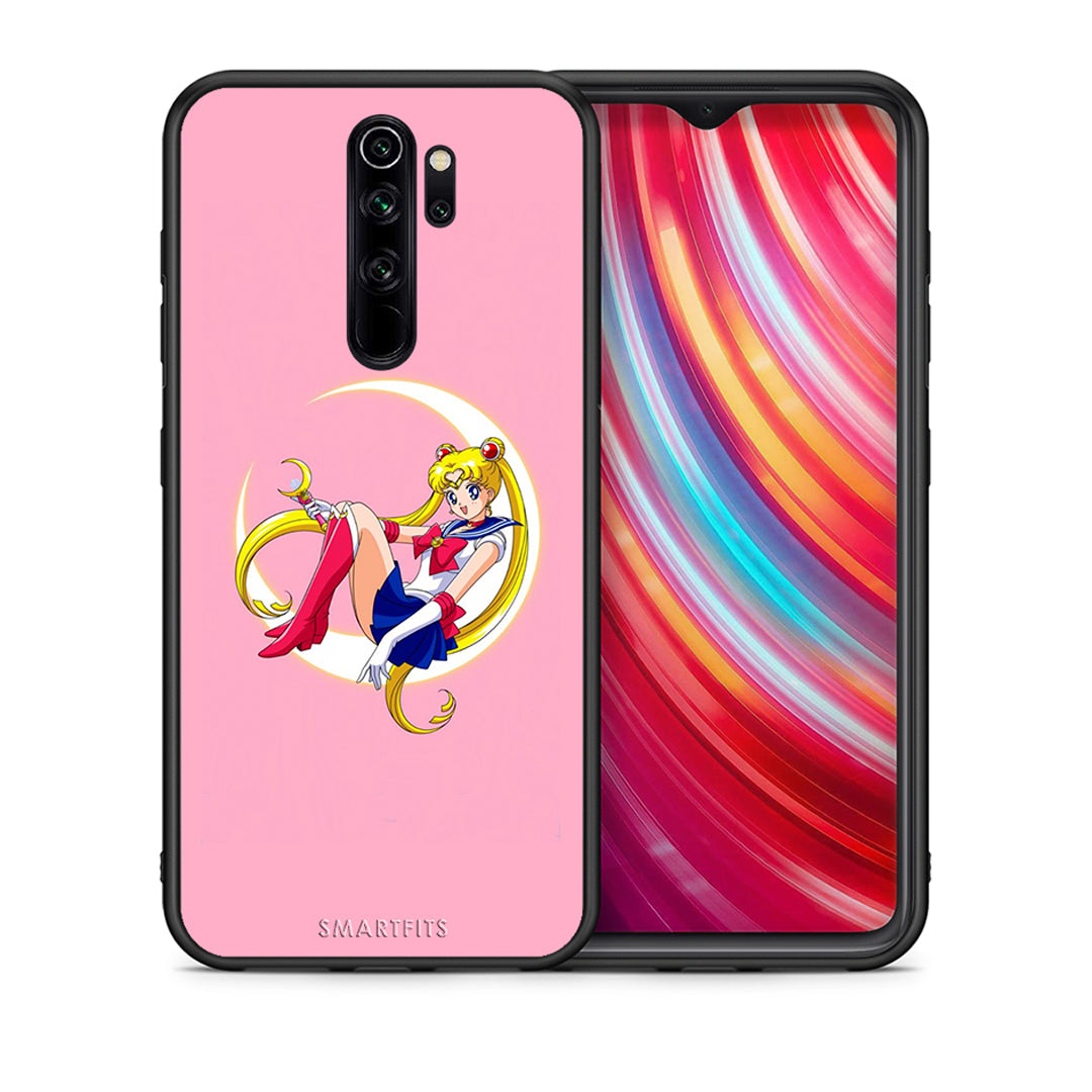 Θήκη Xiaomi Redmi Note 8 Pro Moon Girl από τη Smartfits με σχέδιο στο πίσω μέρος και μαύρο περίβλημα | Xiaomi Redmi Note 8 Pro Moon Girl case with colorful back and black bezels